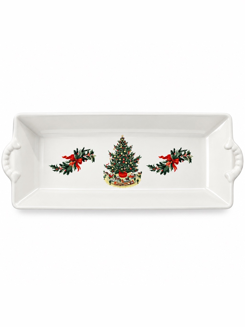RARE! VINTAGE Pfaltzgraff  White Christmas Heritage Bread Basket Tray